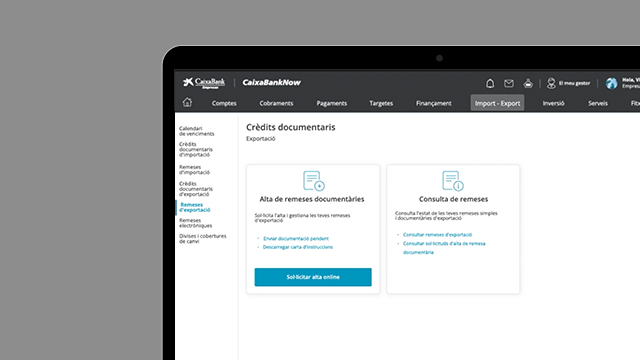 Dóna d'alta les teves remeses documentàries d'exportació per CaixaBankNow