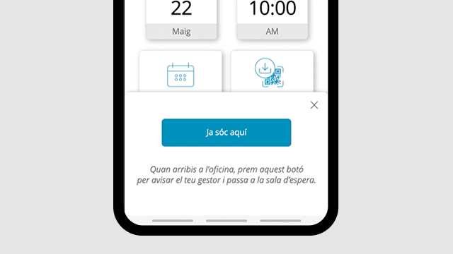 Avisar de la teva arribada a l'oficina amb el botó "Ja sóc aquí"